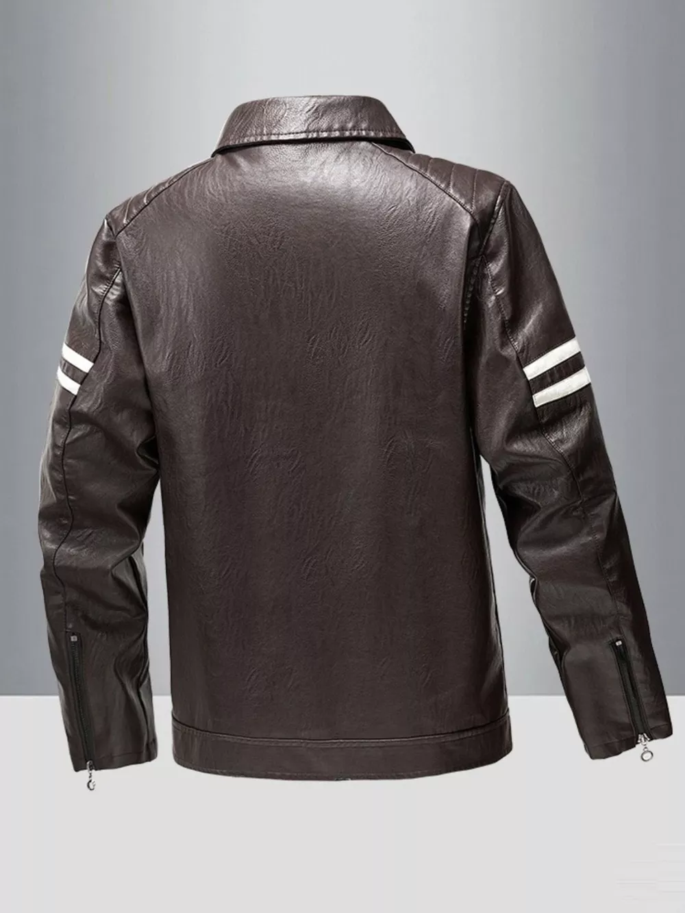 Men's Plus Size Zip Up Leather Motorcycle Jacket, image 6