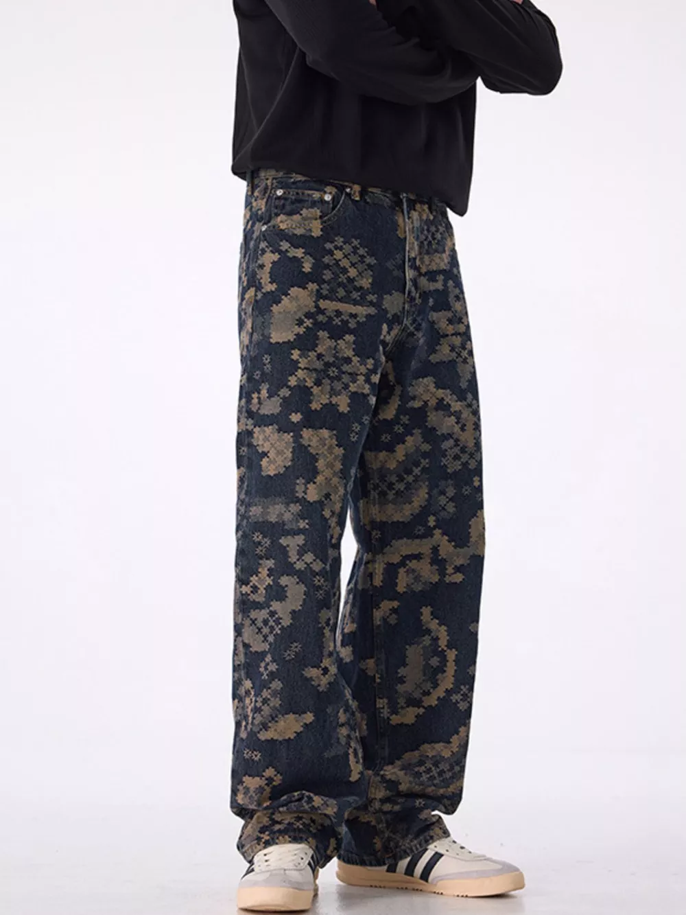 Men's Printed Wide Leg Cargo Pants, image 6