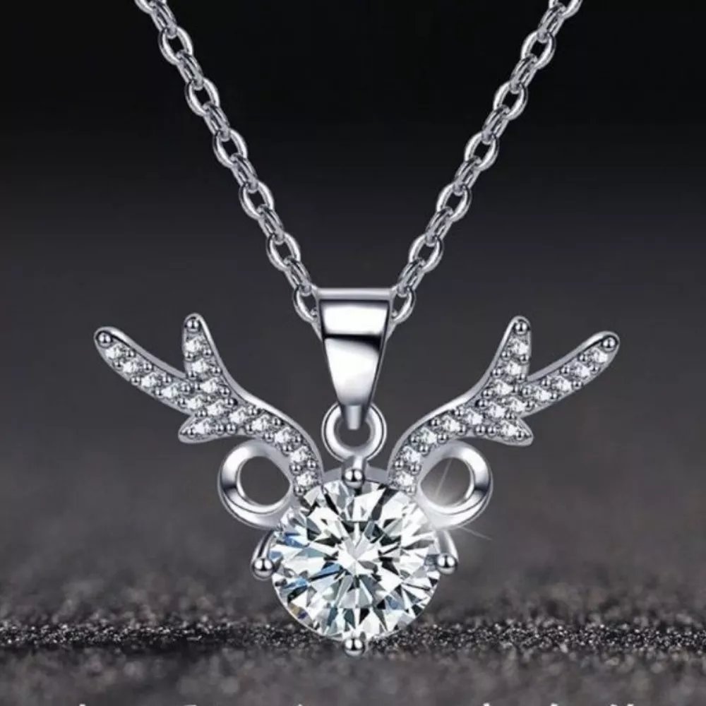 1 Carat Moissanite 925 Sterling Silver Antlers Necklace, image 3