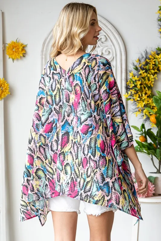 Full Size Multi Color Snake Open Cardigan Plus Size, image 16