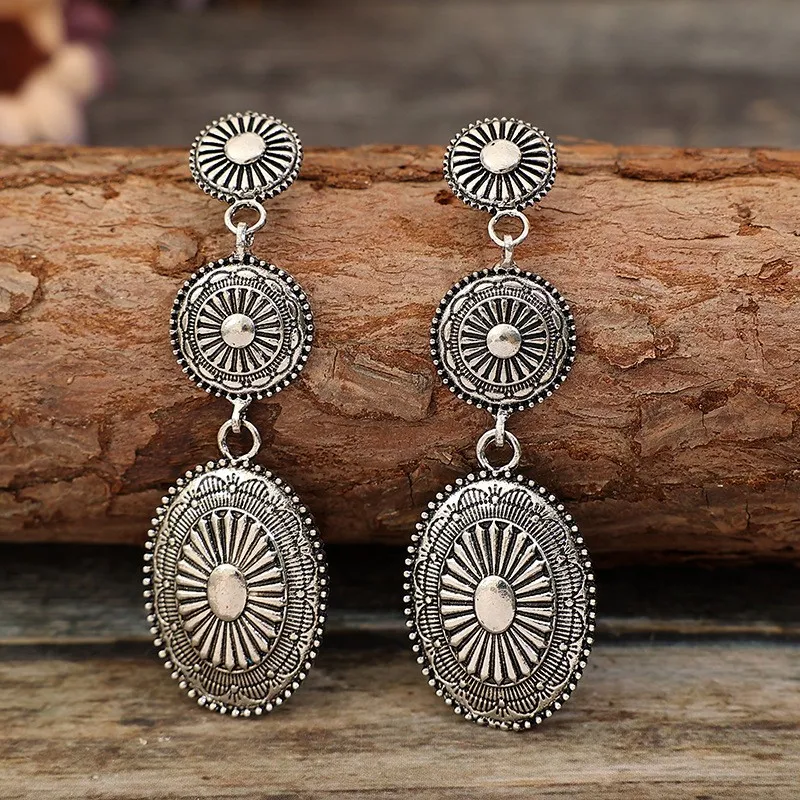 Vintage Alloy Dangle Earrings, image 6