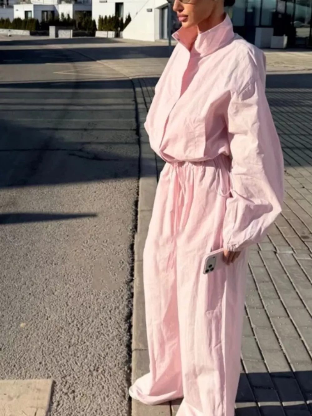 Drawstring Hem Crop Jacket and Wide-Leg Pant Set, image 19
