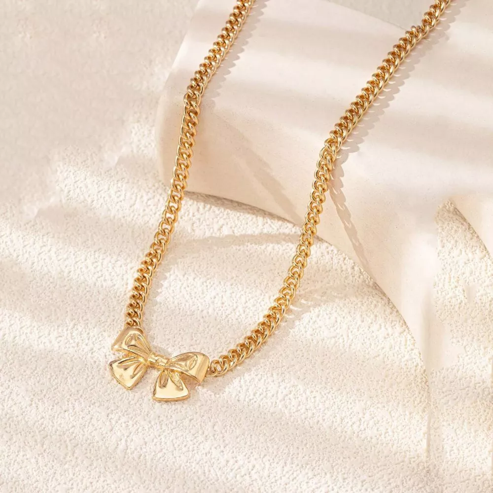18K Gold-Plated Bowknot Chain Necklace, image 3