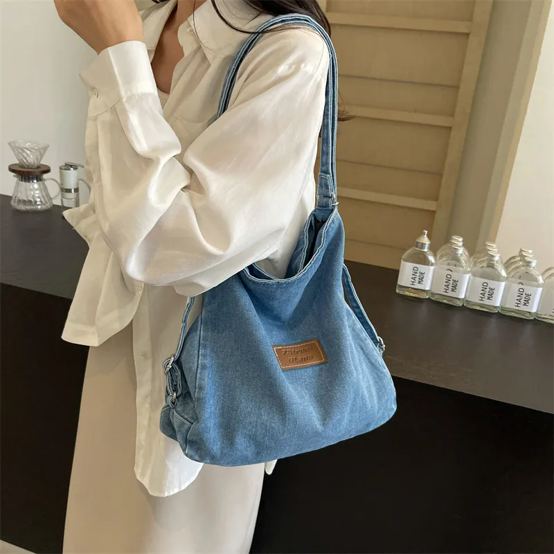 Adjustable Strap Denim Shoulder Bag, image 8