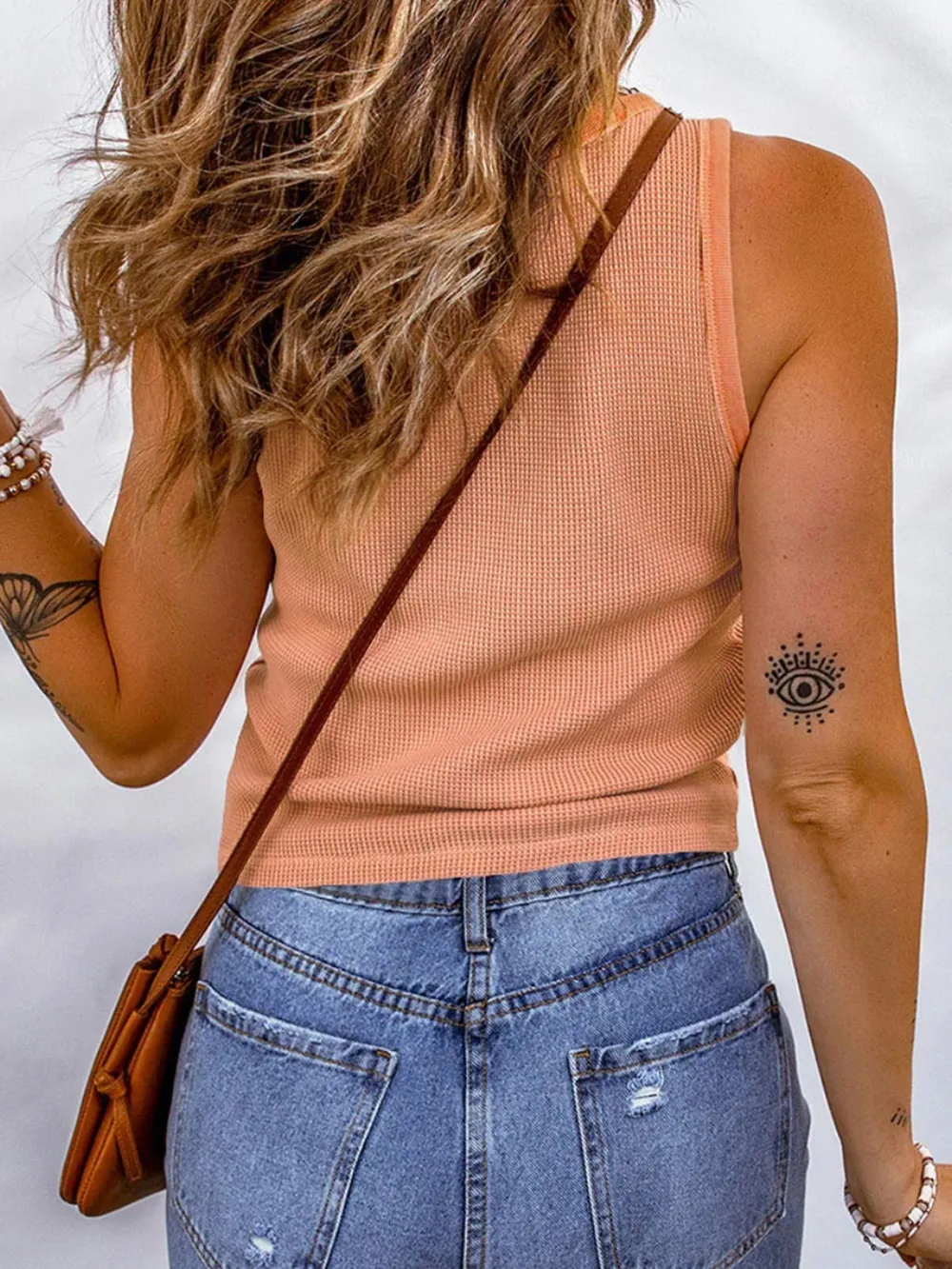 Waffle-Knit Scoop Neck Tank, image 15