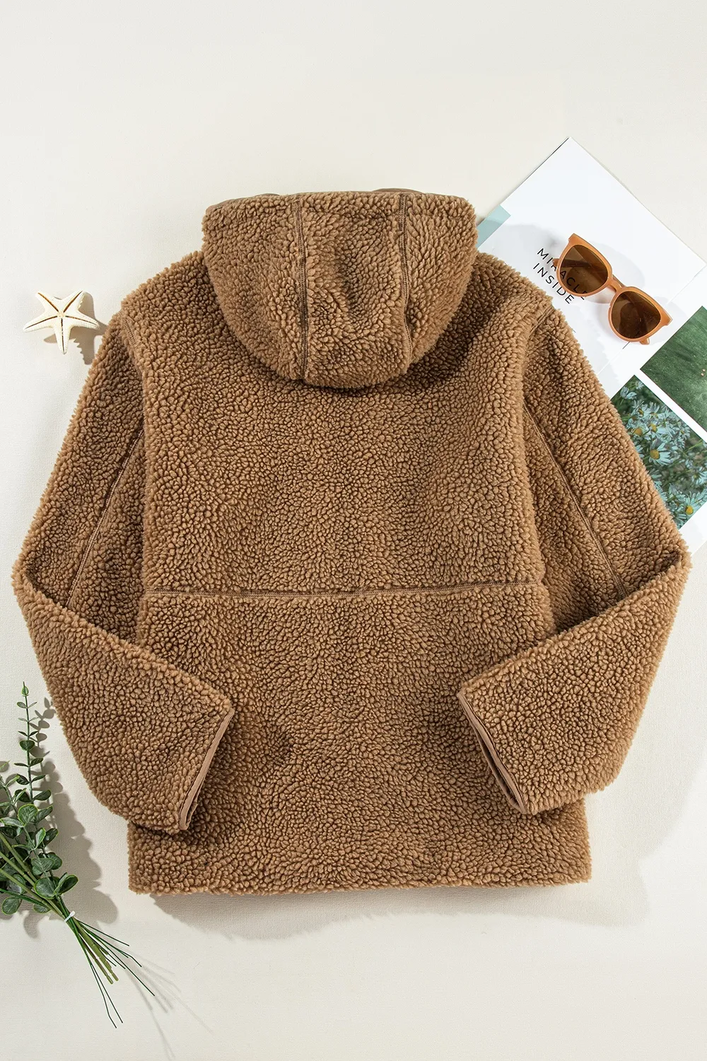 Drawstring Fleece Zip Up Hooded Jacket, image 21