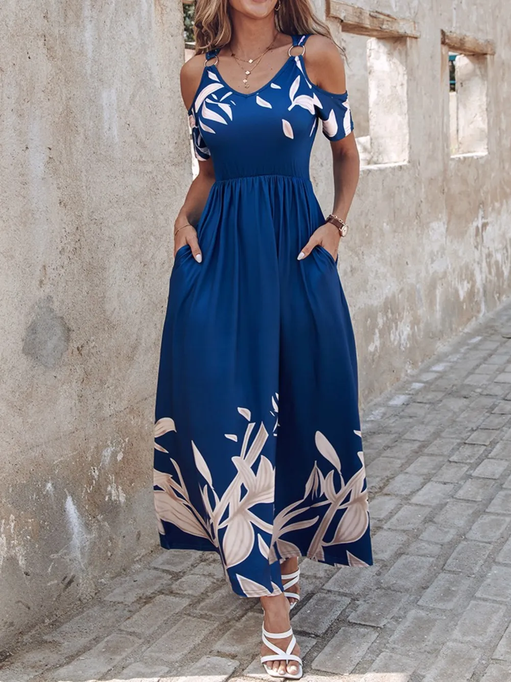 Printed Cold Shoulder Dress