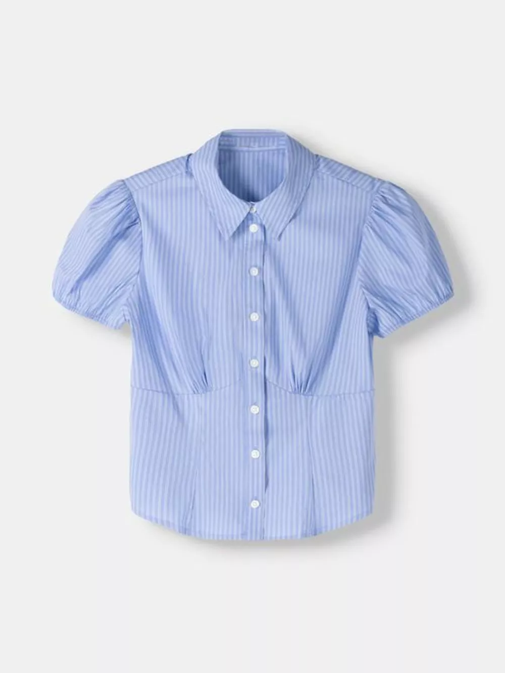 Striped Puff Sleeve Fitted Shirt, image 6