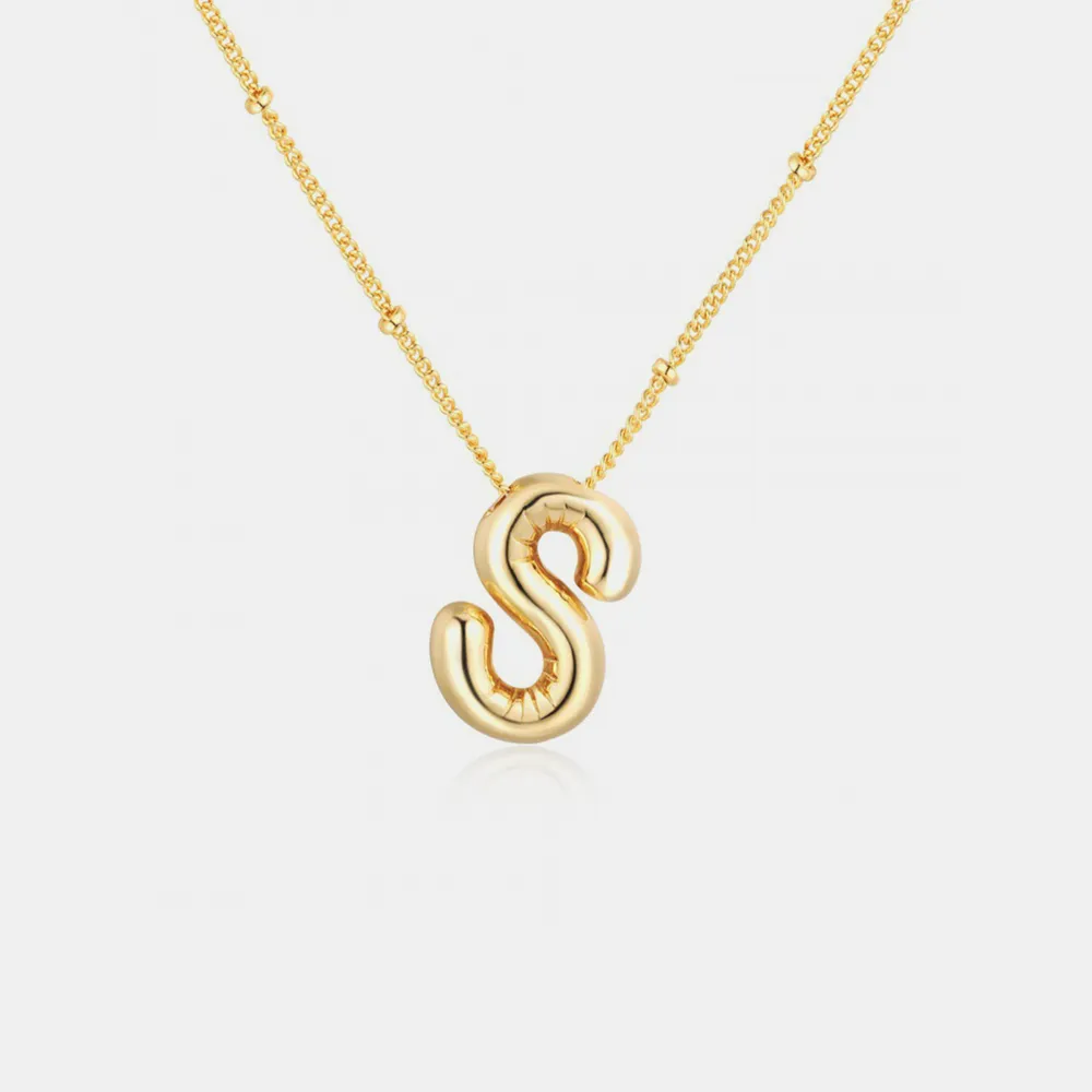 Gold-Plated Bubble Initial Necklace, image 9
