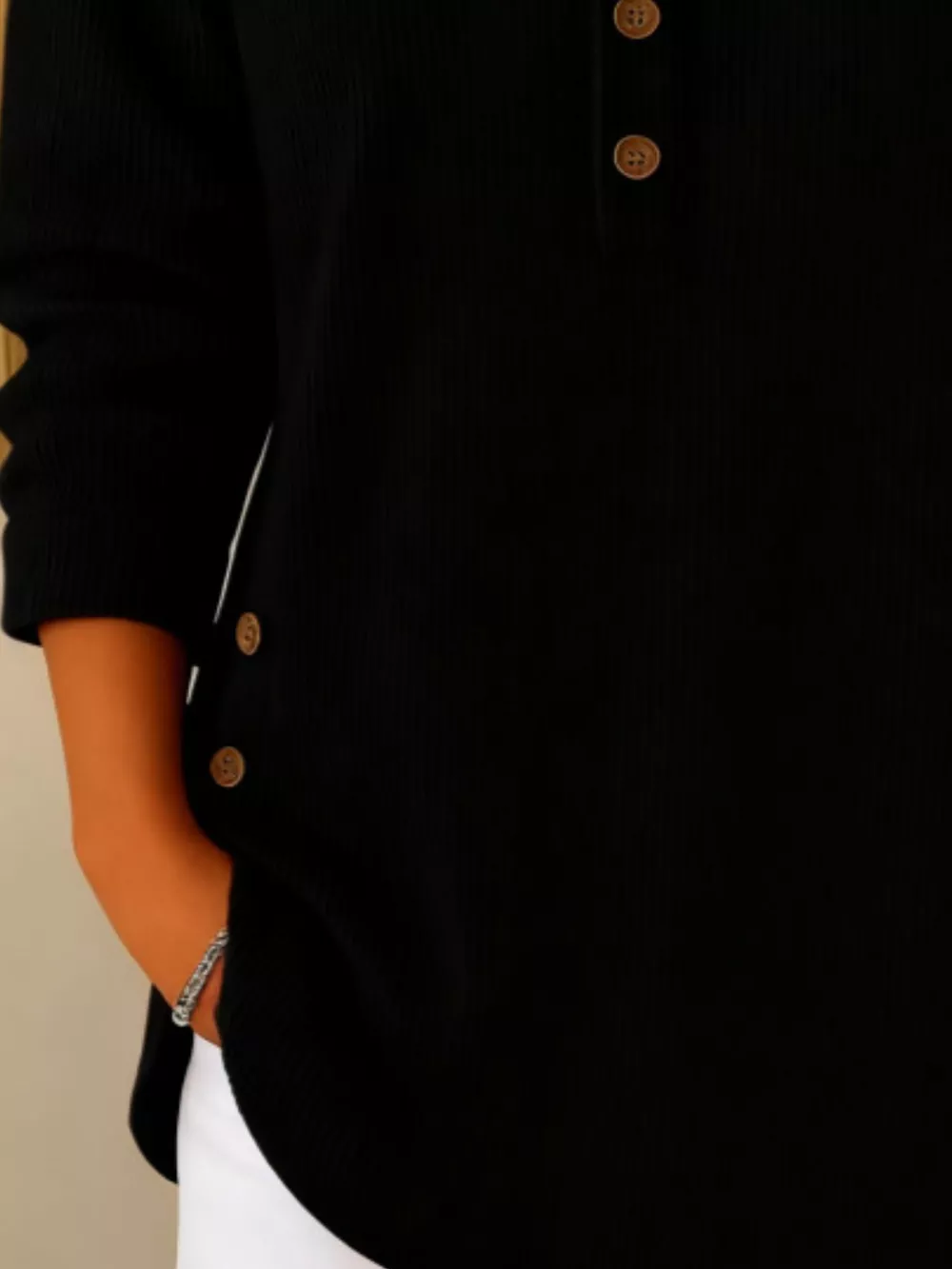 Full Size Button Detail Corduroy Top Plus Size, image 12