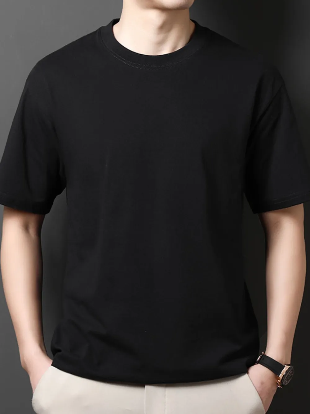 Men's Full Size Round Neck Half Sleeve T-Shirt Plus Size