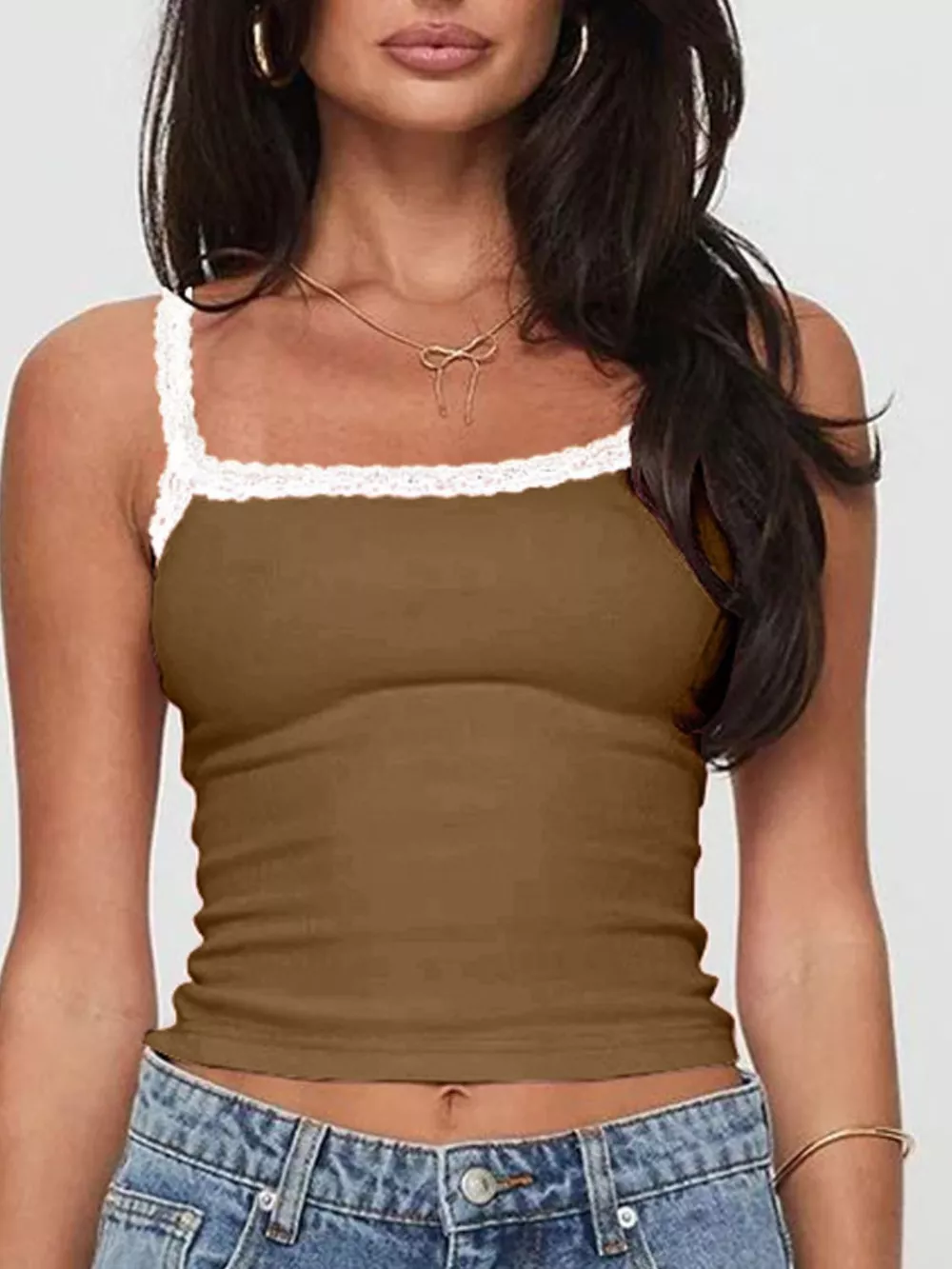 Lace Detail Cropped Cami, image 4