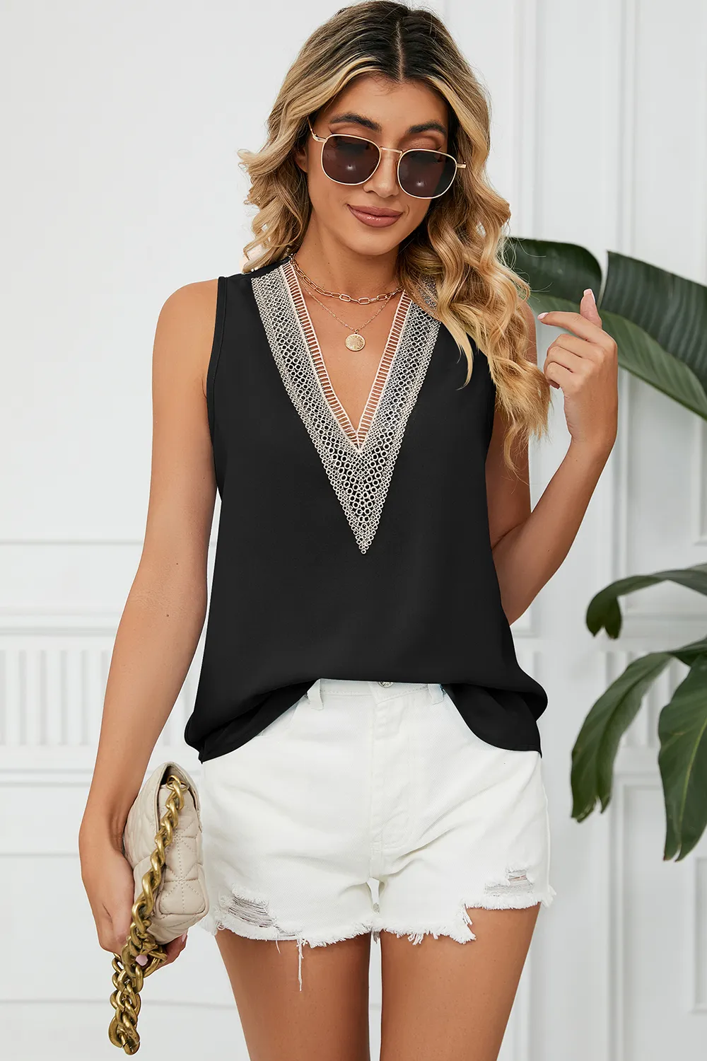 V-Neck Wide Strap Tank, image 11