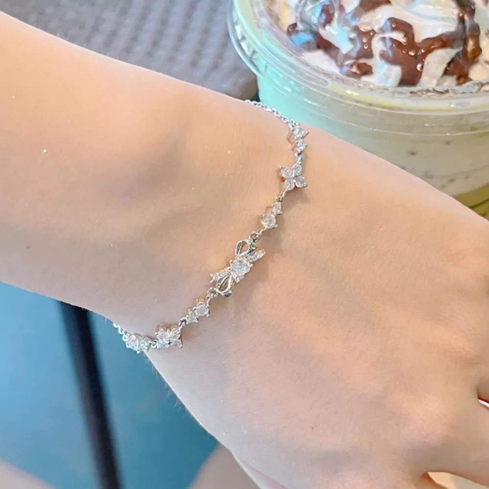 925 Sterling Silver Chain Bow Bracelet, image 6