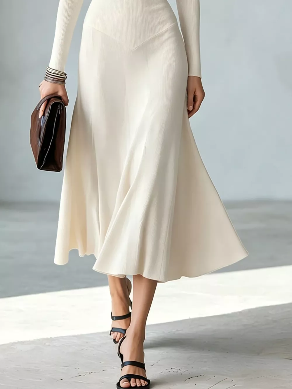 Full Size Mock Neck Cut-Out Long Sleeve Midi Dress Plus Size, image 9