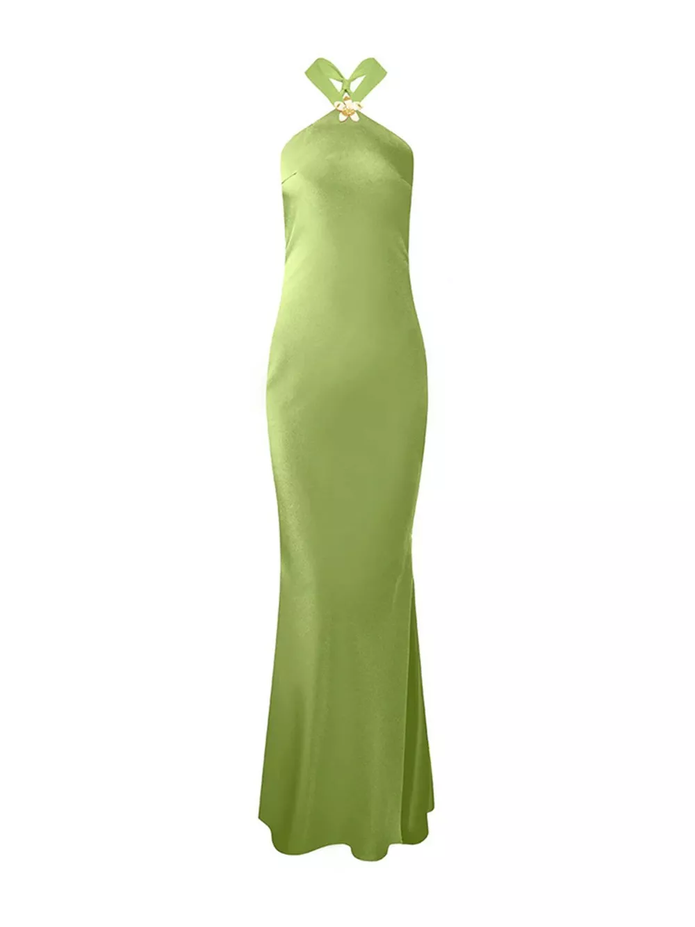 Halter Neck Satin Maxi Dress, image 5