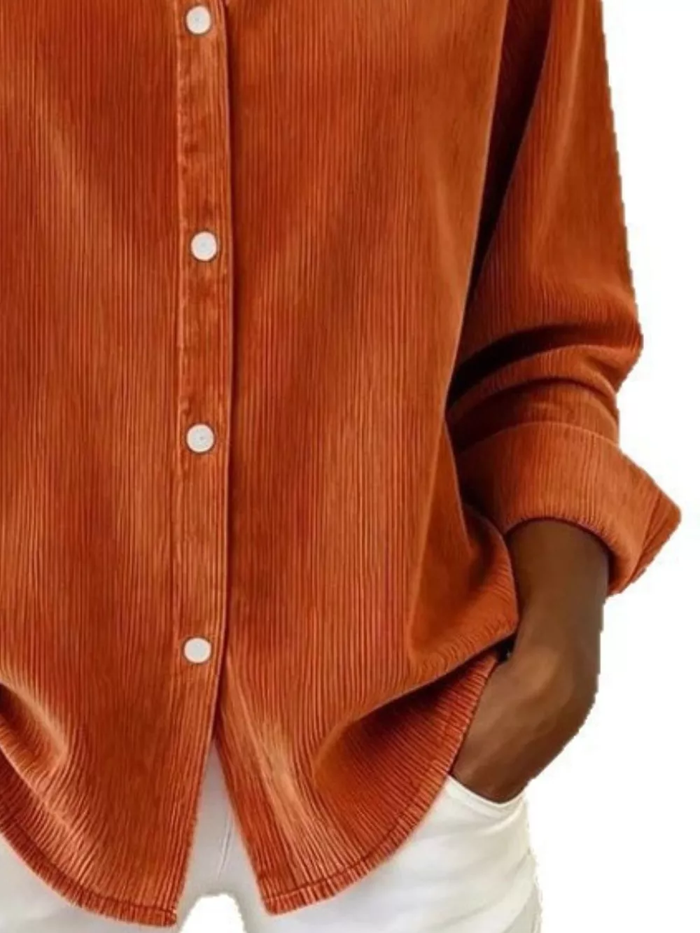 Full Size Corduroy Button-Down Shirt Plus Size, image 3
