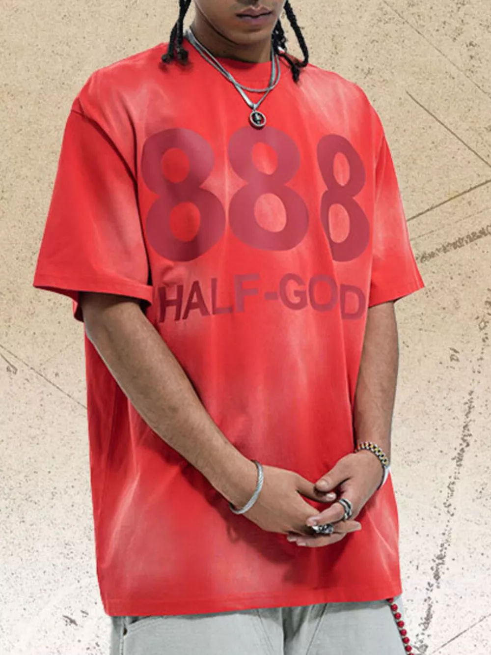 Men's 888 Half-God Graphic Washed T-Shirt, image 2