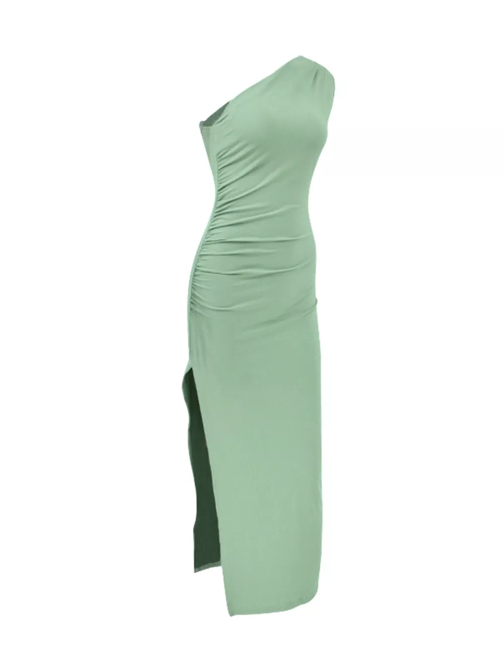 One-Shoulder Ruched Bodycon Slit Dress, image 9