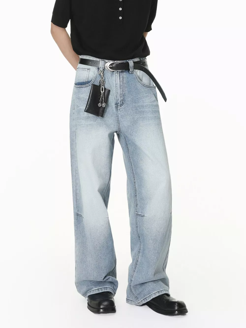 Men's Washed Wide-Leg Jeans, image 2