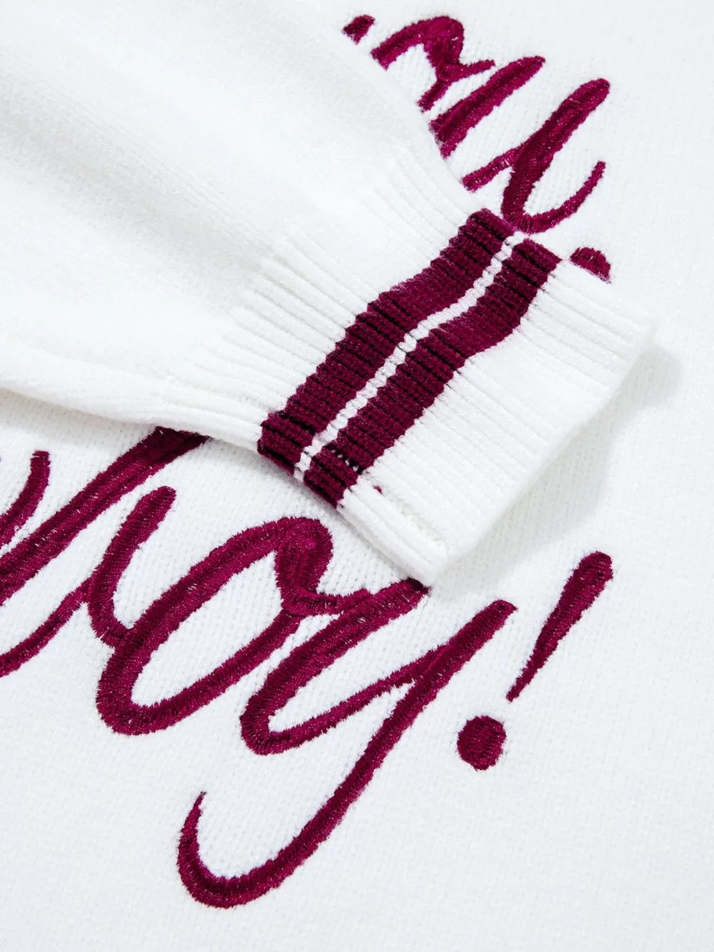 Letter Contrast Hem Round Neck Sweater, image 12