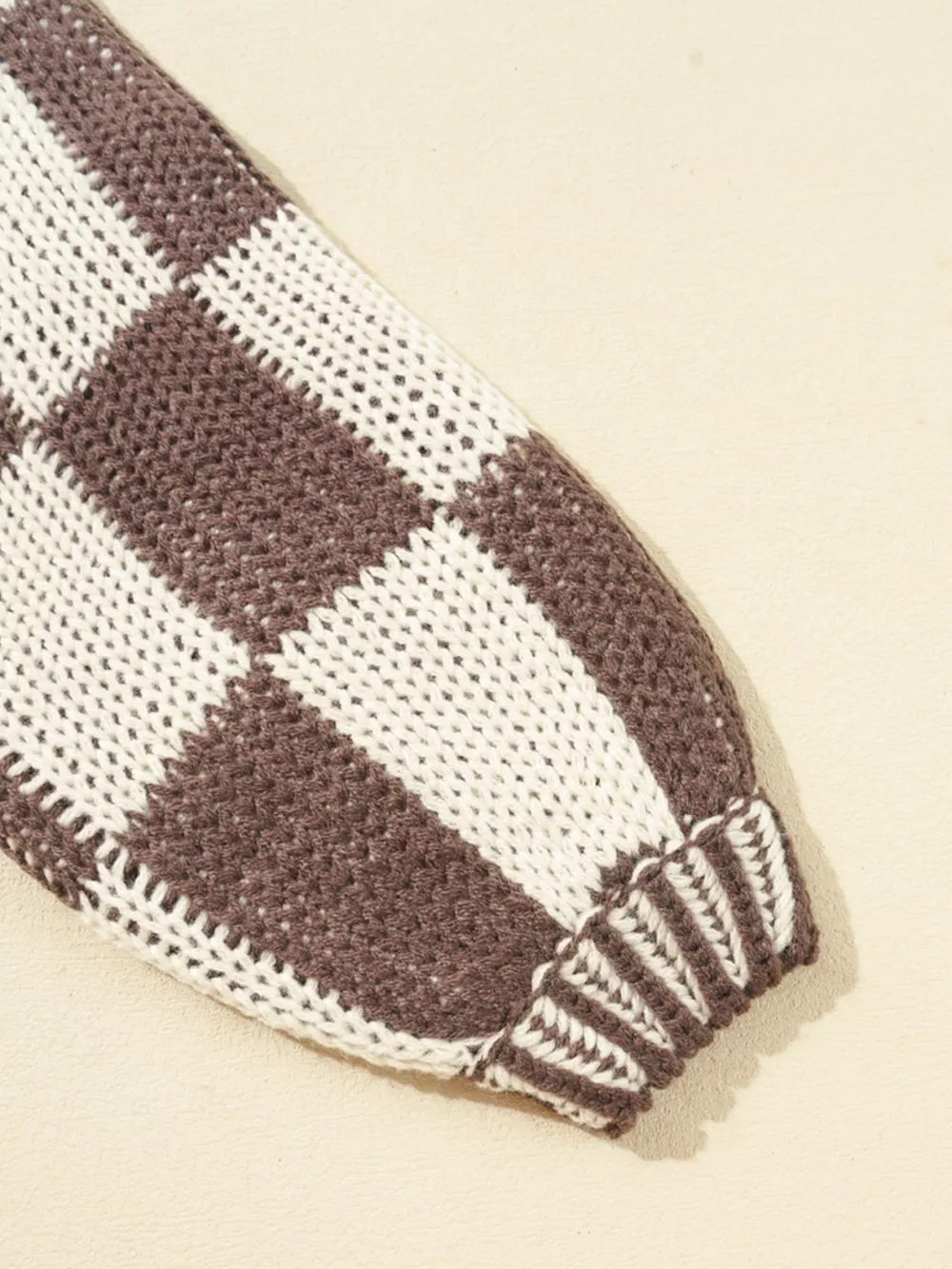 Checkerboard Pattern Sweater Cardigan, image 6