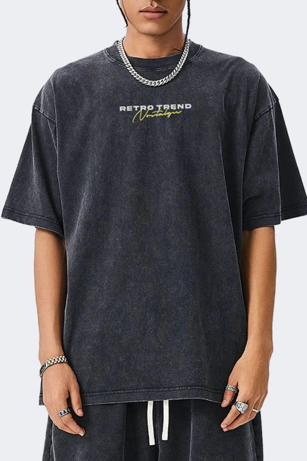Men's Letter Graphic Round Neck Short Sleeve T-Shirt, image 2