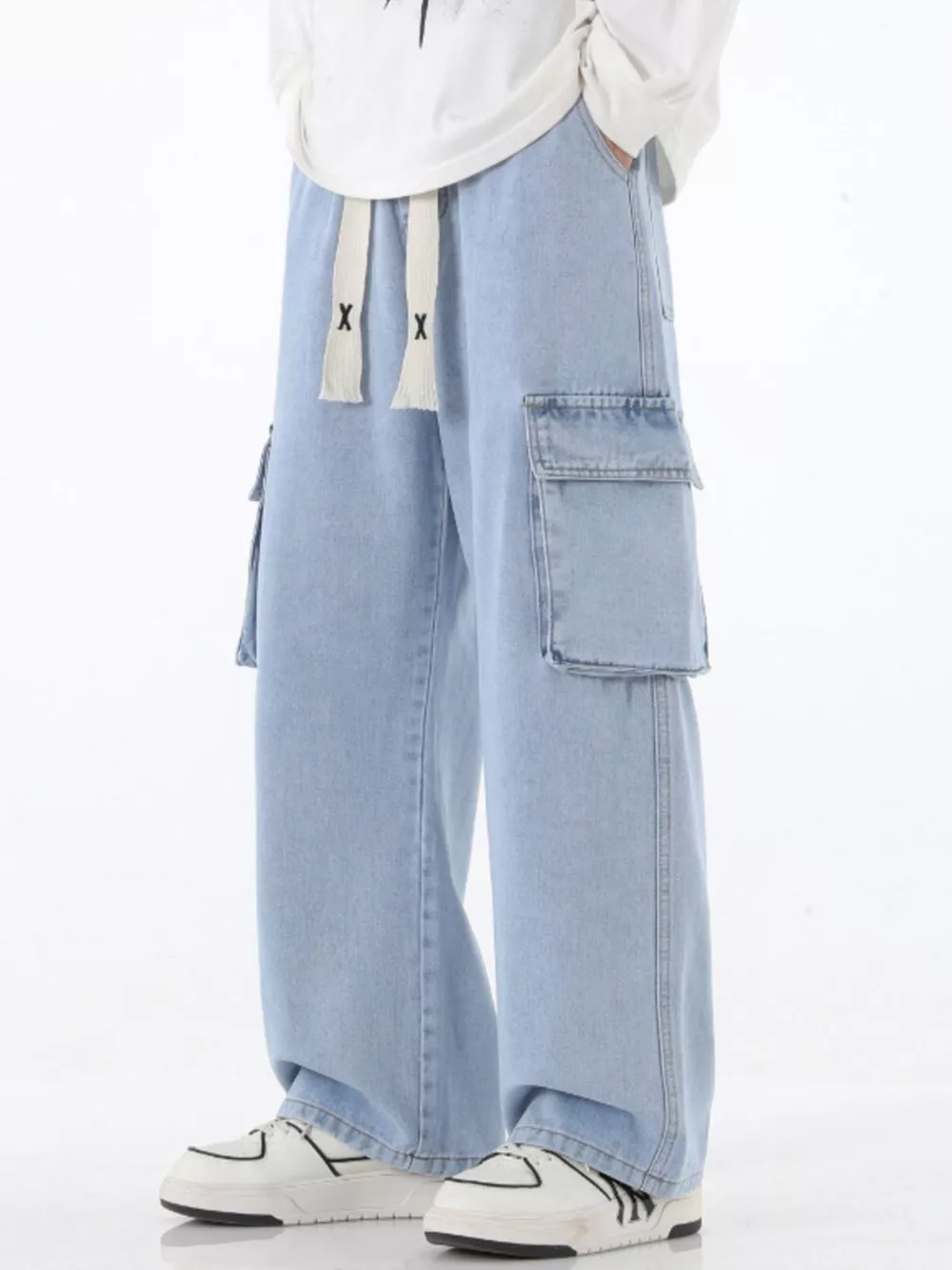 Men's Full Size Wide Leg Cargo Jeans Plus Size, image 2