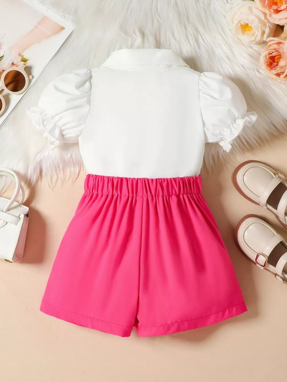 Children’s Rhinestone Collar Blouse & Heart Buckle Skirt Set, image 8