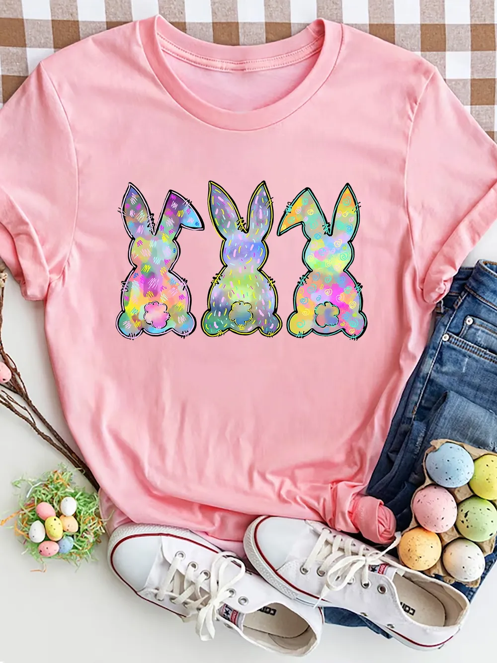 Rabbit Round Neck Short Sleeve T-Shirt, image 10