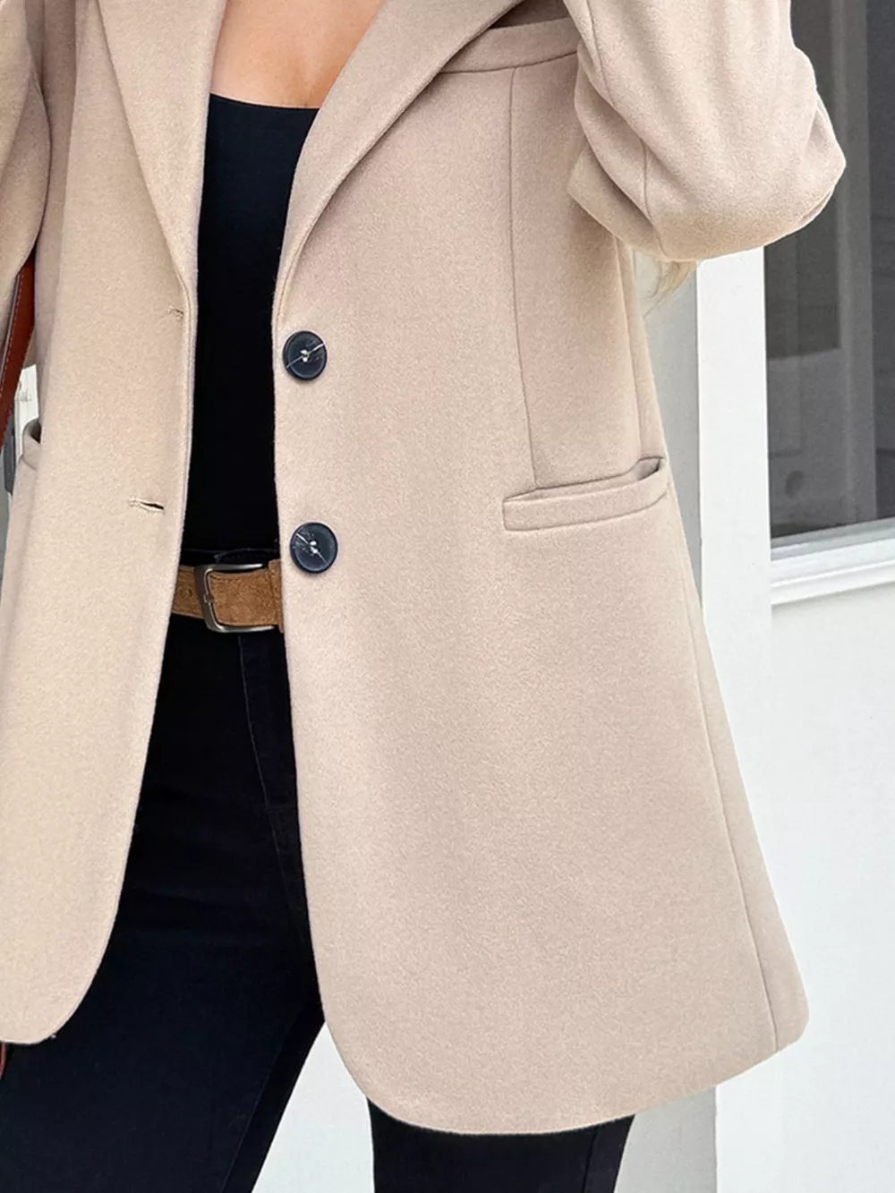 Lapel Collar Button Up Blazer, image 4