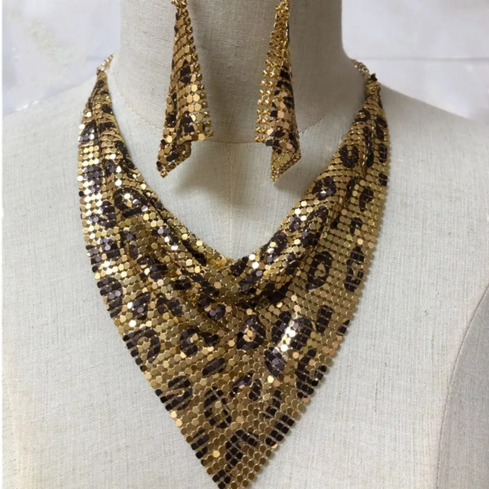 Leopard Necklace and Earrings Jewelry Set, image 4
