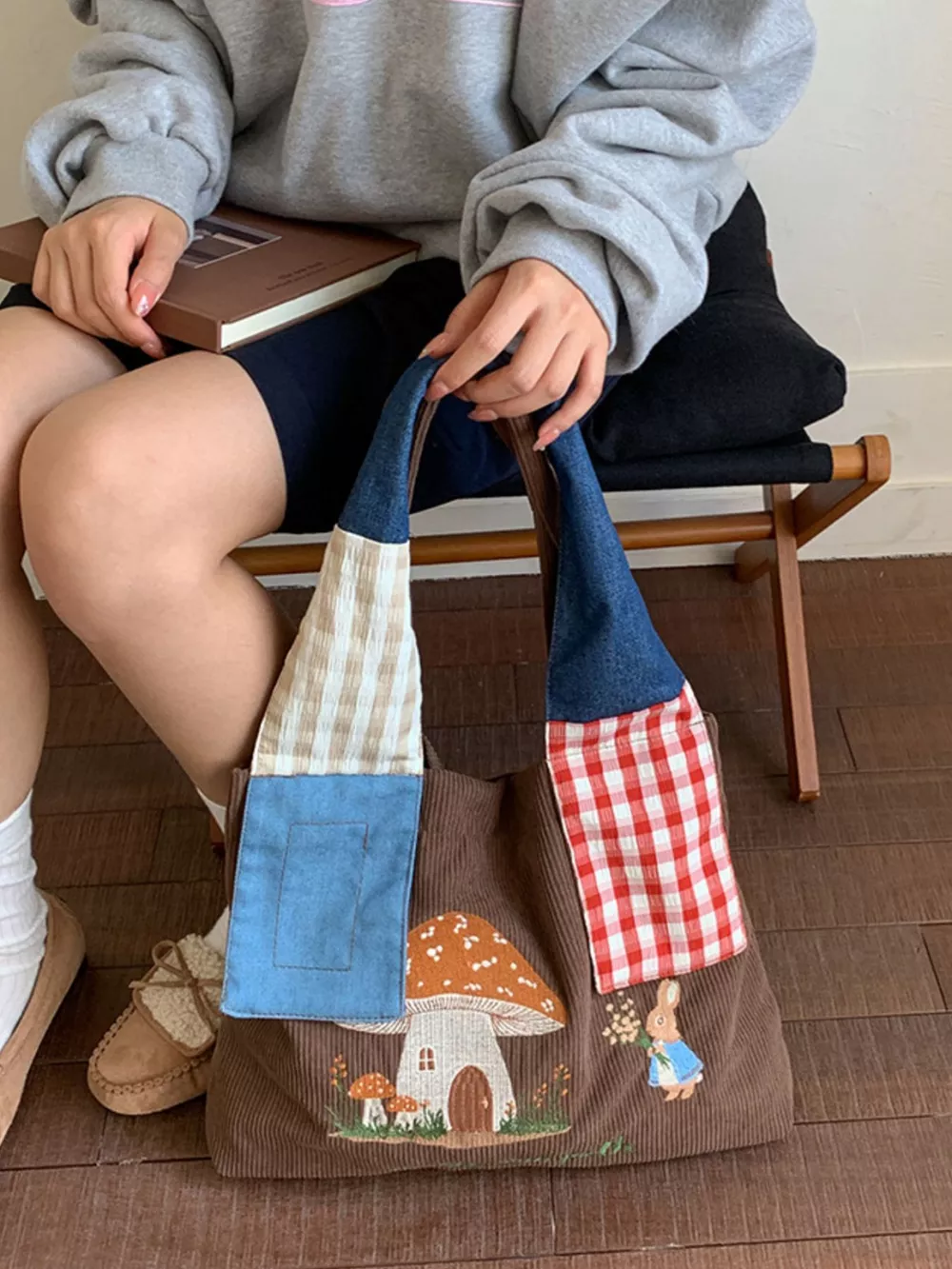 Mushroom Corduroy Tote Bag, image 11