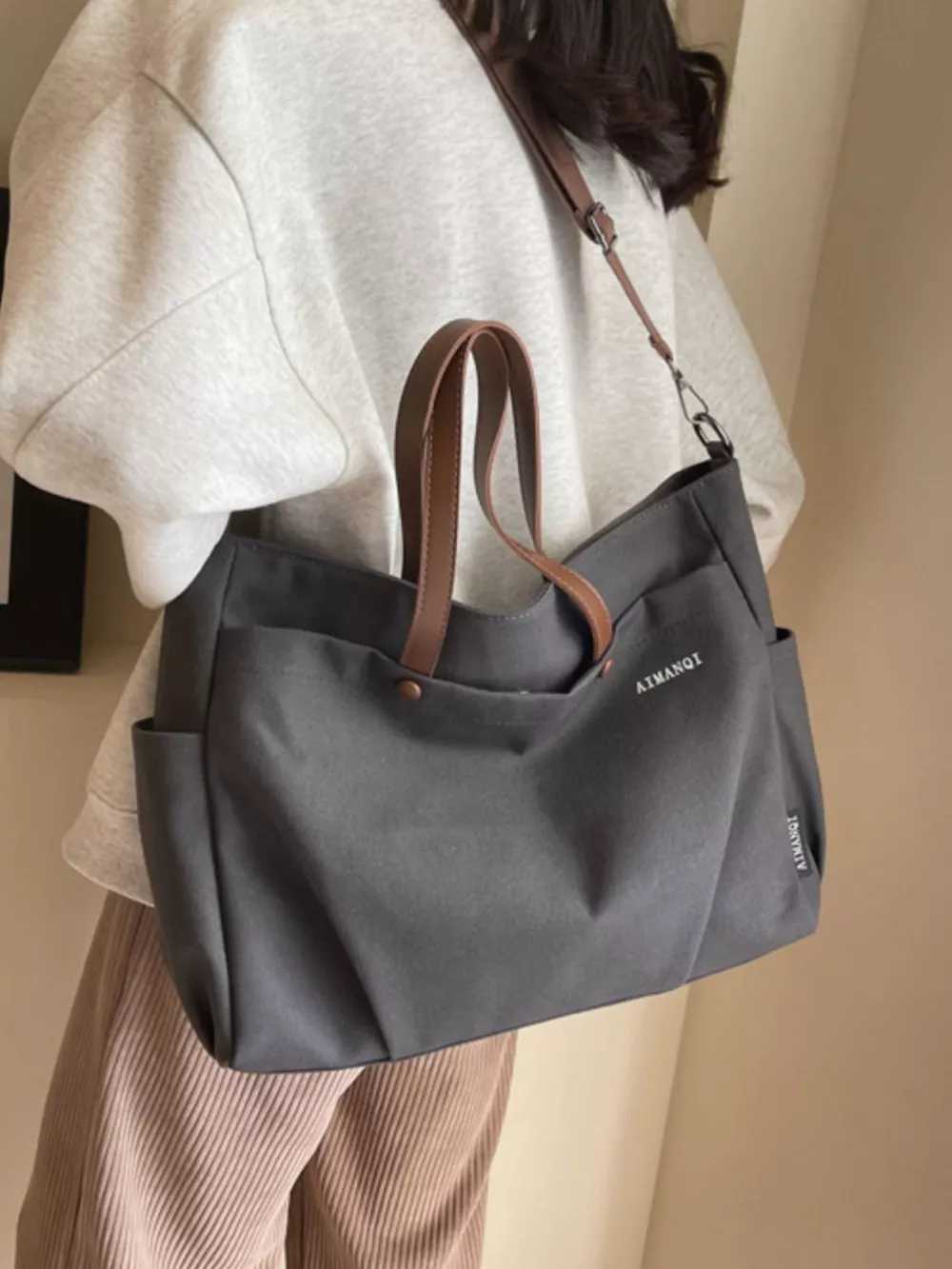 Canvas Tote Crossbody Bag, image 6