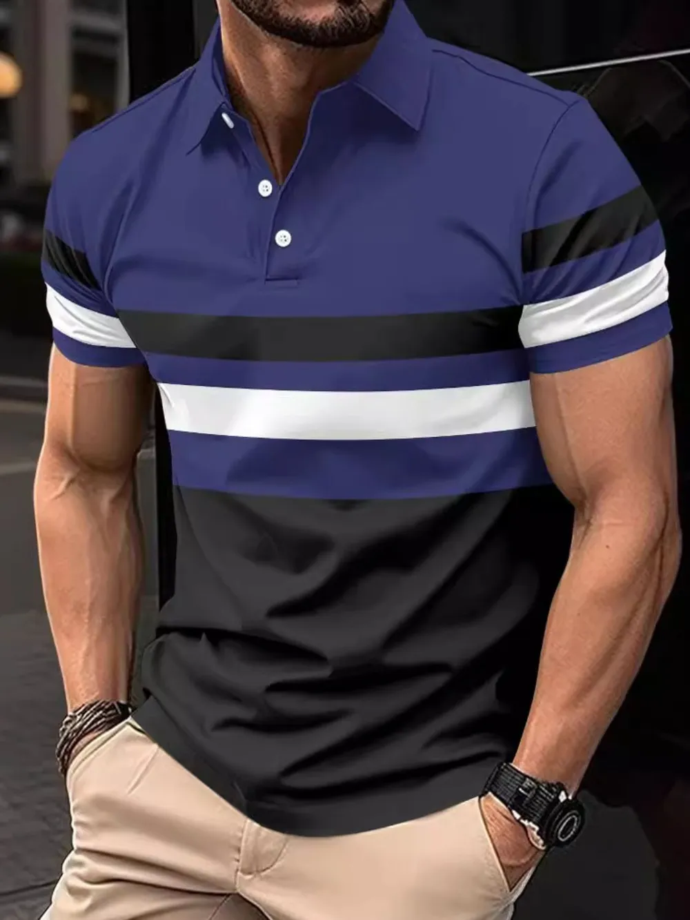Men's Full Size Collared Neck Short Sleeve Polo Plus Size, image 3