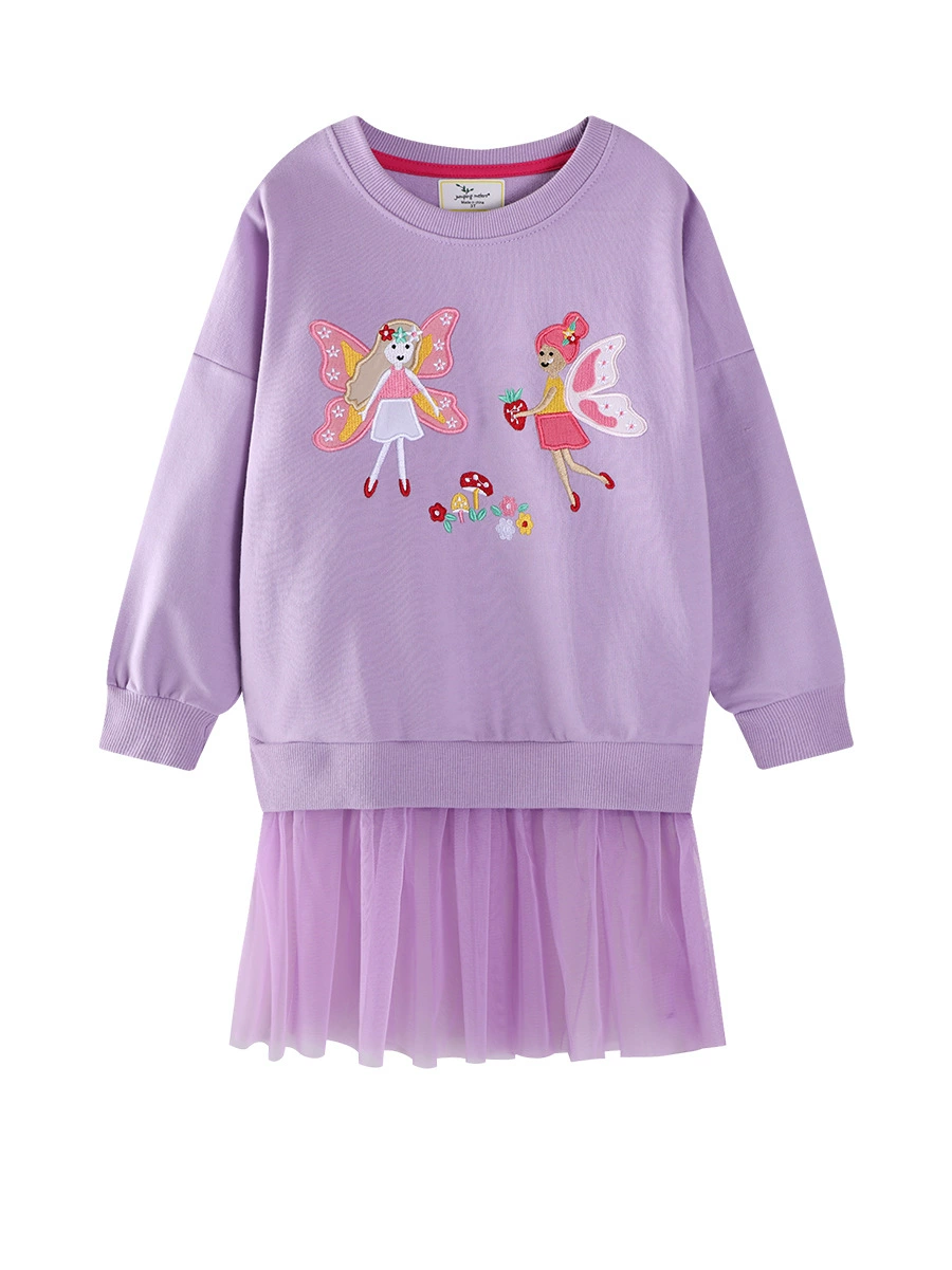Children's Fairy Embroidered Tulle Sweatshirt Dress