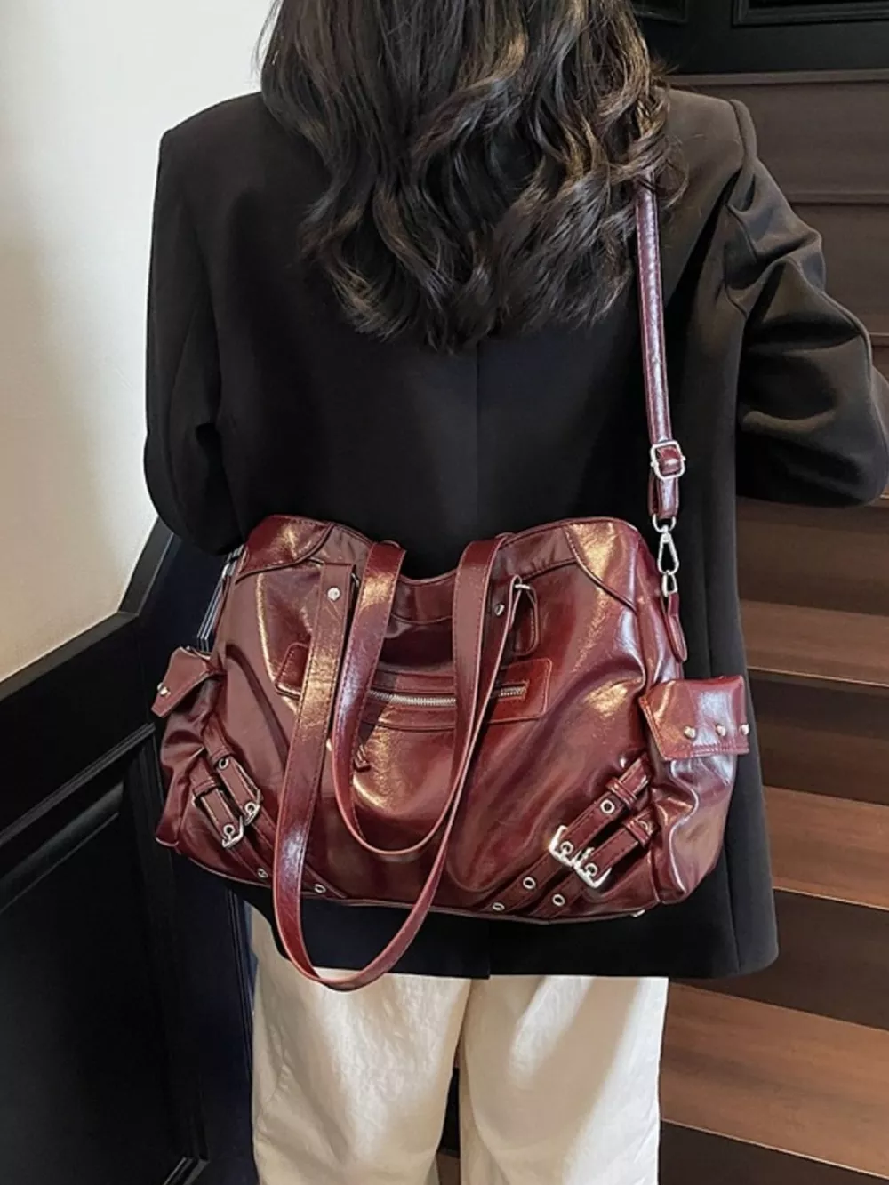Buckle Accents Shoulder Bag, image 7