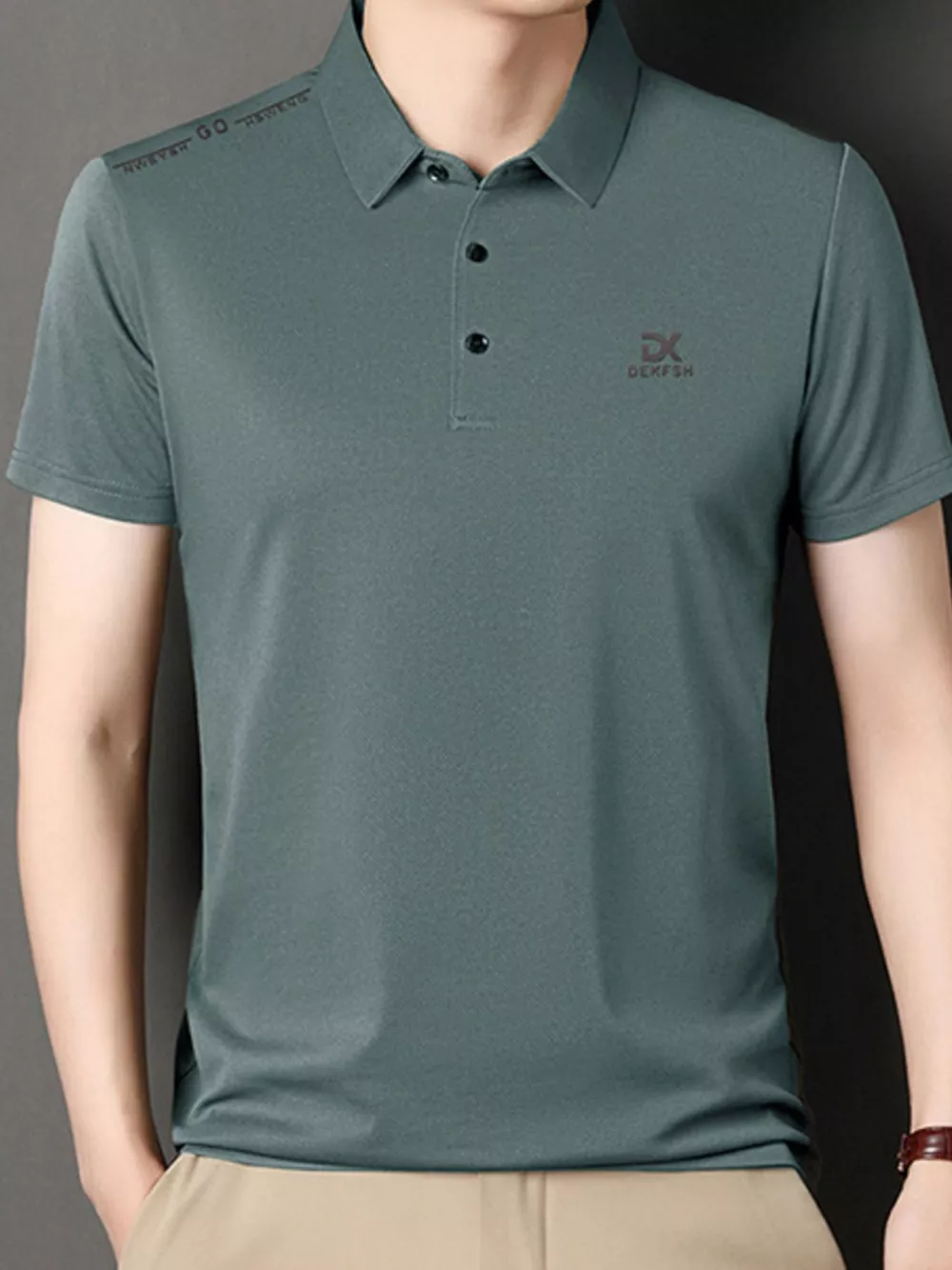 Men's Plus Size Button Detail Short Sleeve Polo, image 6