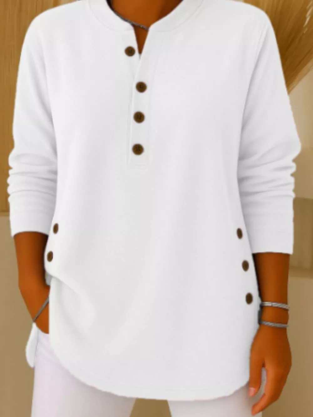 Full Size Button Detail Corduroy Top Plus Size, image 22