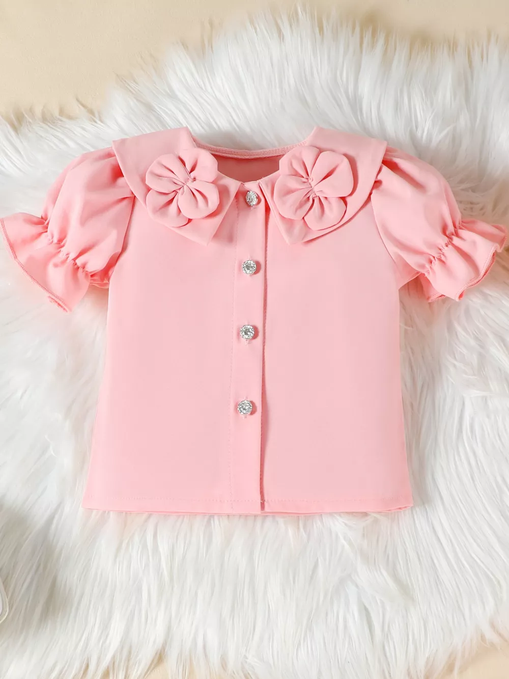 Children's Floral Decor Ruffle Trim Top & Pants Set, image 3