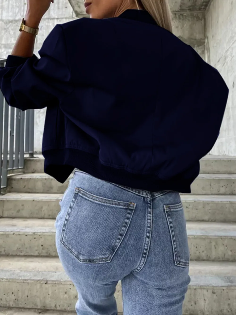 Baseball Collar Dropped Shoulder Jacket, image 18
