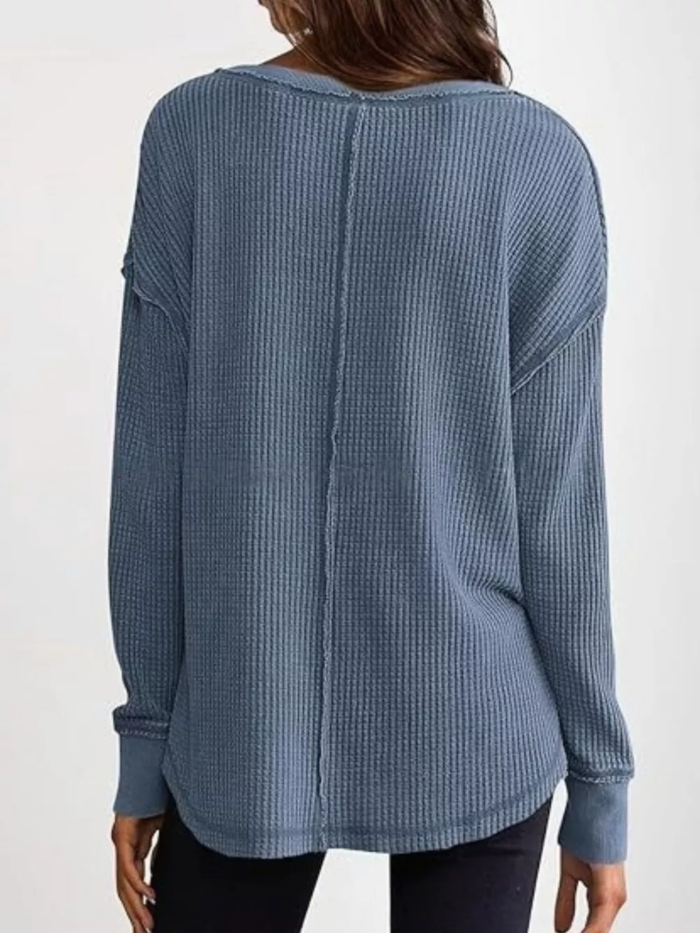 Slit Notched Long Sleeve T-Shirt, image 16