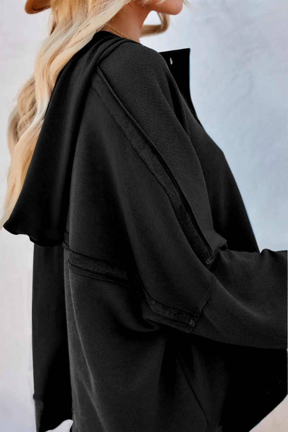 Exposed Seam Long Sleeve Hoodie, image 11
