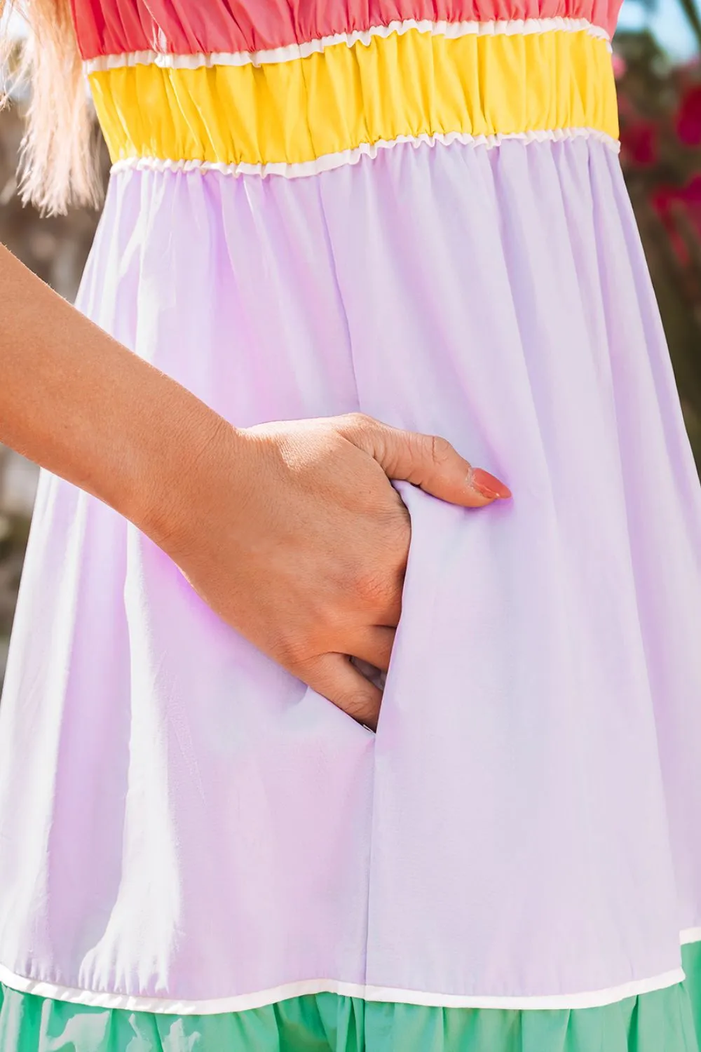 Color Block Flowy Tiered Maxi Dress with Pockets, image 5