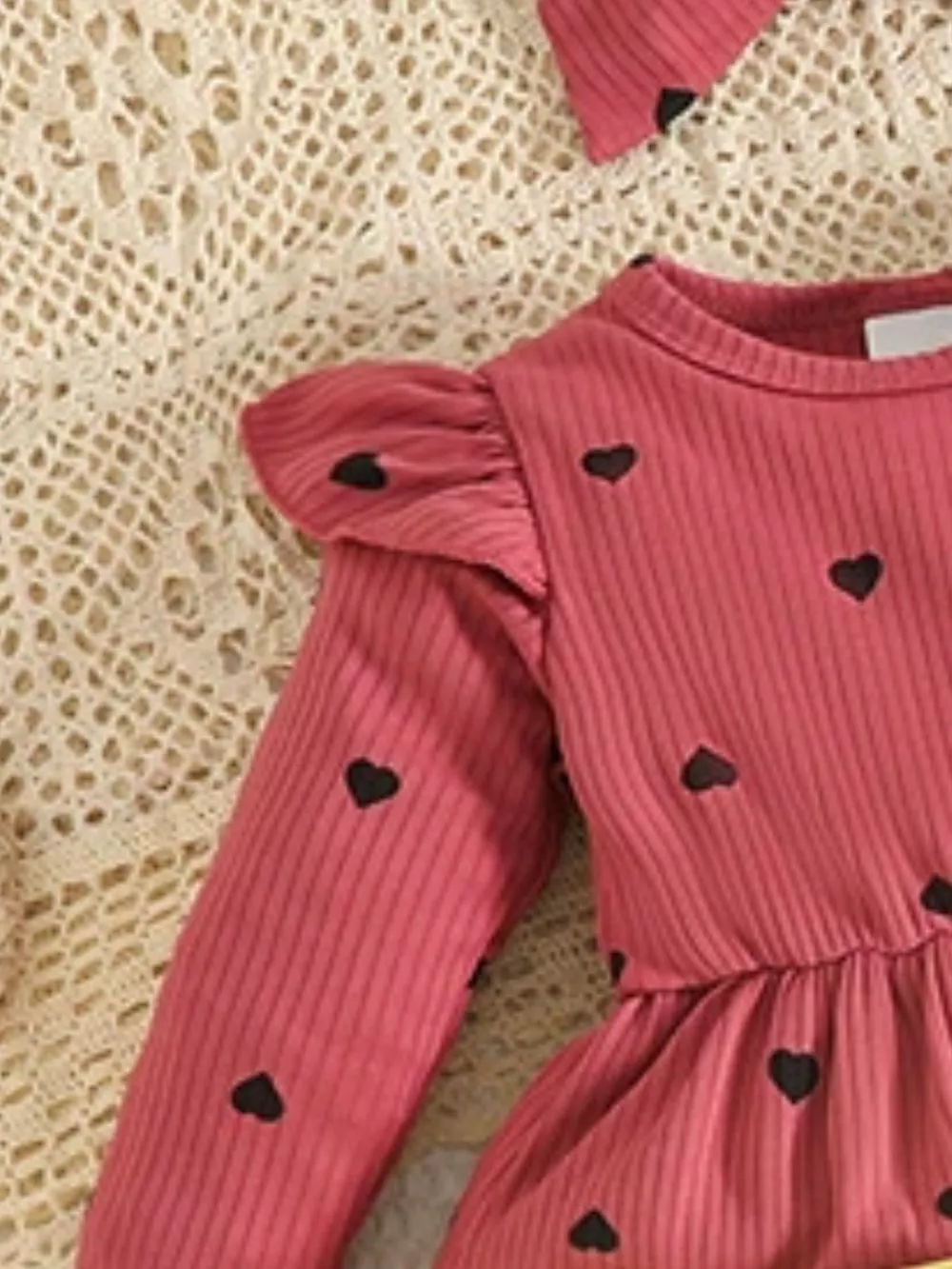 Children's Heart Print Dress & Headband Set, image 7
