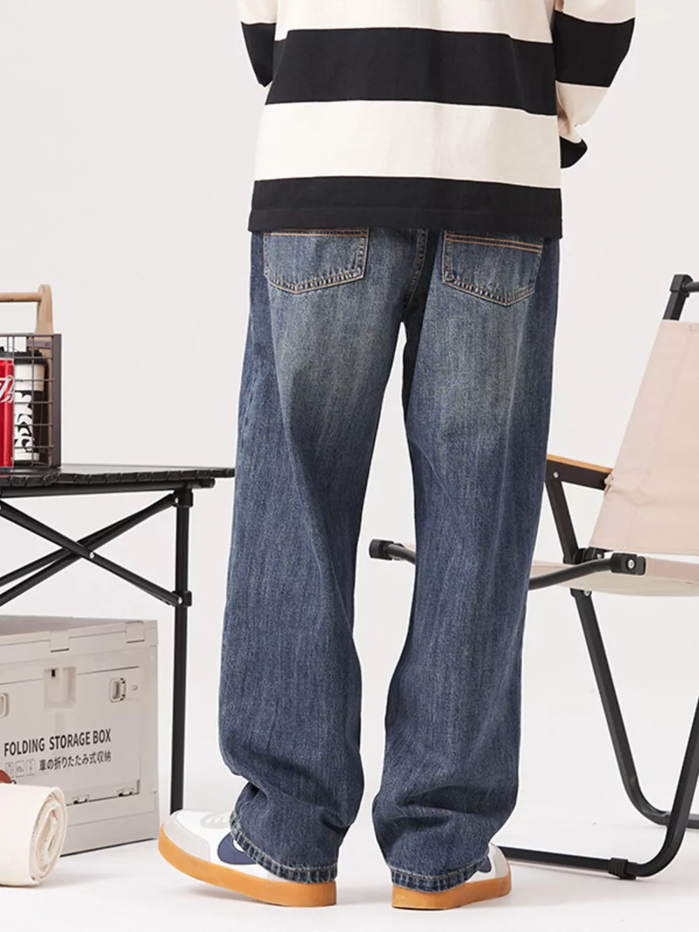 Men's Vintage Wash Loose Fit Jeans, image 4