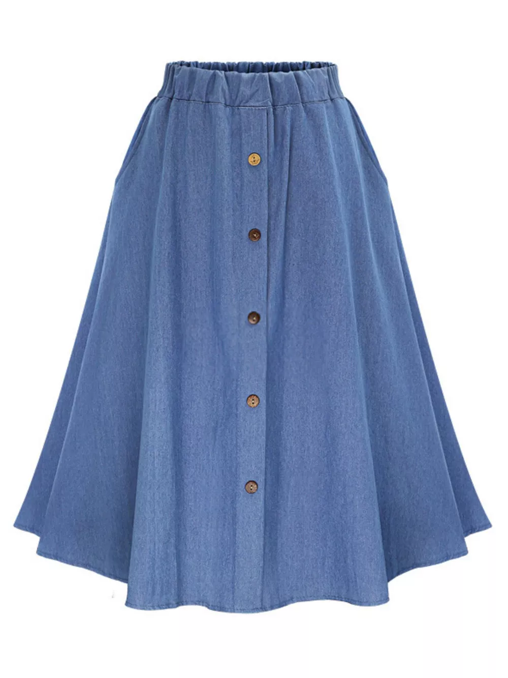 Full Size Button-Front Denim A-Line Skirt Plus Size, image 6