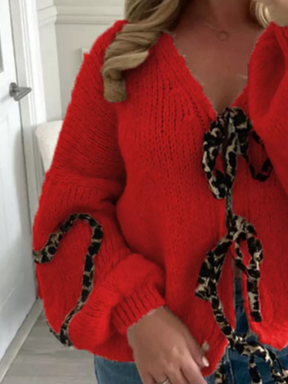 Tie Front Long Sleeve Sweater, image 7
