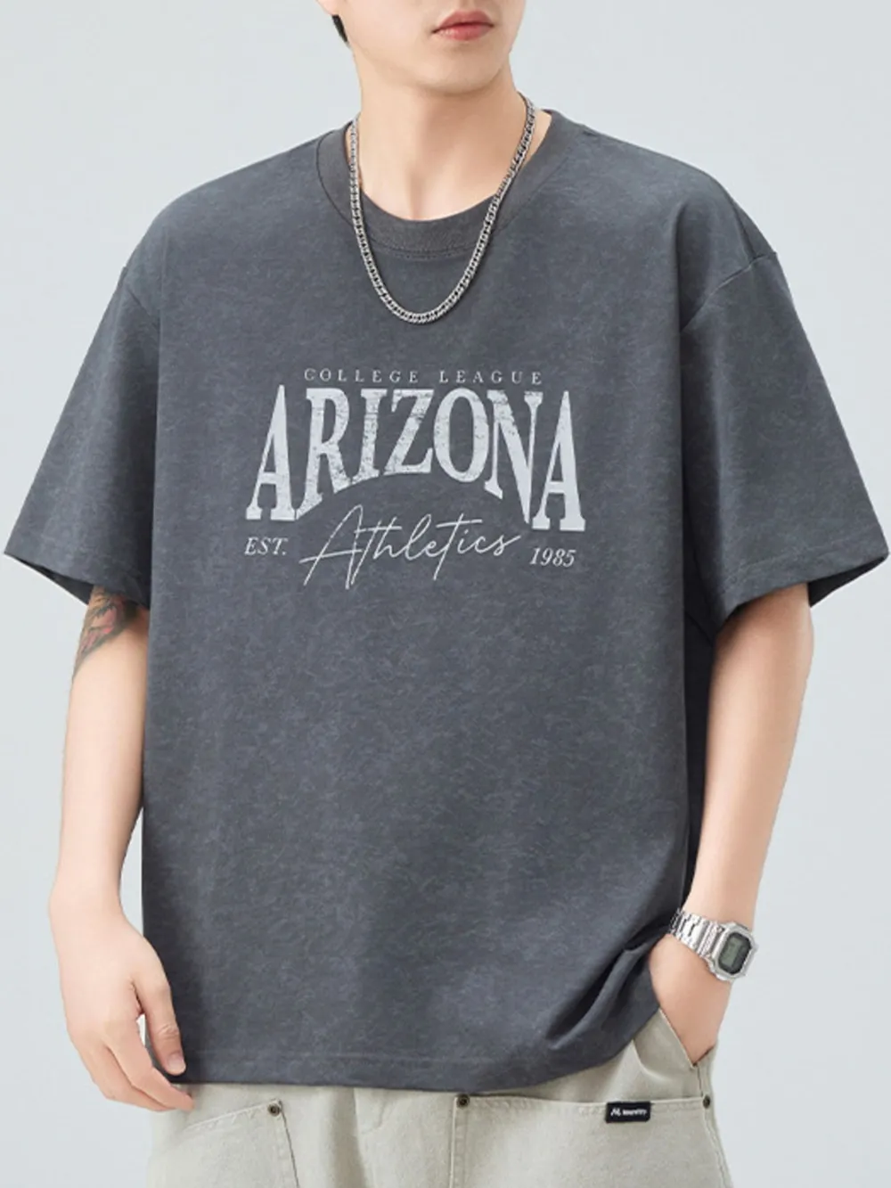 Men's Plus Size Letter Graphic Short Sleeve Oversized T-Shirt, image 7