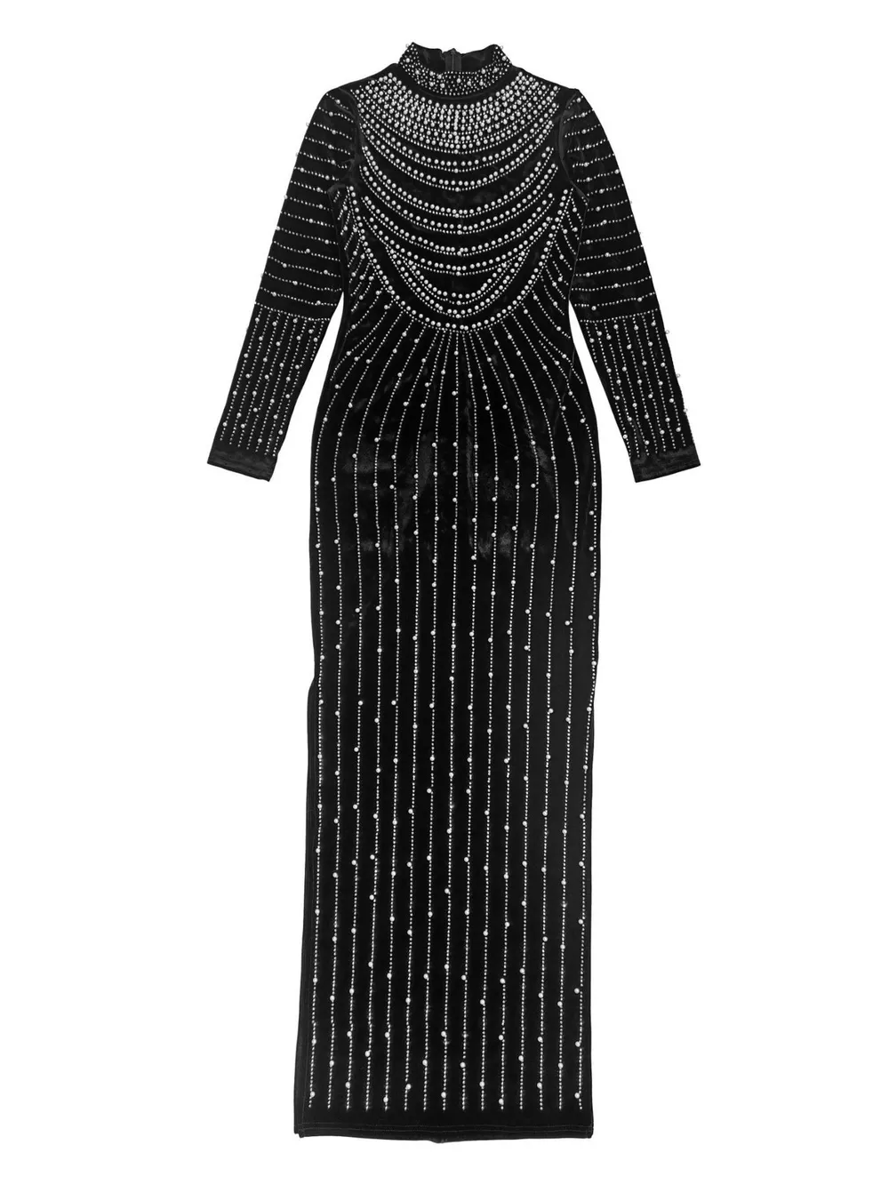 Rhinestone Embellished Mock Neck Long Sleeve Maxi Dress, image 6